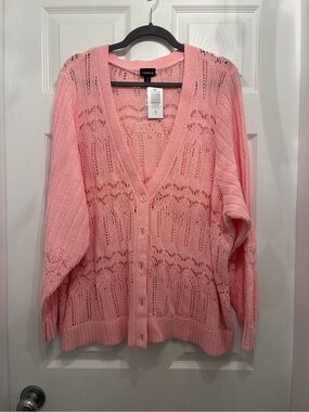 Torrid Blush Pink Open-Knit Button-Up Cardigan